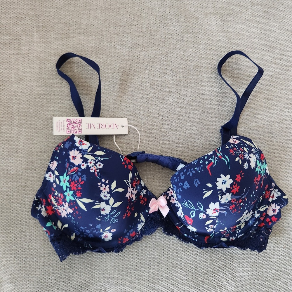 Adore Me 34B Blue Floral Kati Lightly Lined Bra NWT